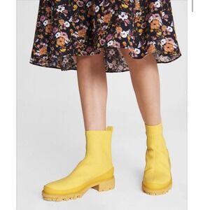 Rag & Bone Shiloh Yellow Leather Lug Sole Ankle Boots Women Platform Combat Boot